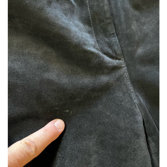 Sutton Studio Genuine Suede Leather Black Laser Cut Pants, Size 6 - Picture 11 of 12